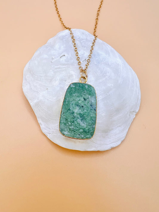 Green Amazonite slab pendant necklace