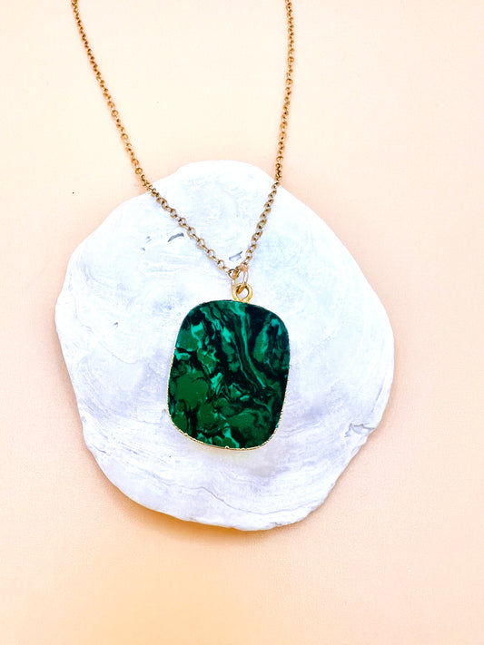 Malachite Slab pendant necklace