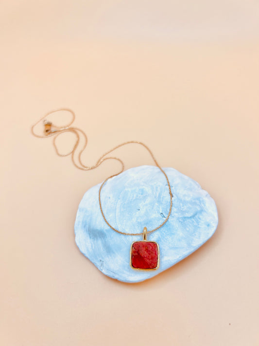 Red Coral Square necklace